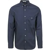 Gant Casual Overhemd Poplin Navy | Donkerblauw | Maat 5XL