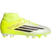 Adidas F50 Club Mid Gras / Voetbalschoenen (MG) Kids Neongeel Zwart Rood