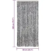 vidaXL Vliegengordijn 90x200 cm chenille grijs en zwart-wit
