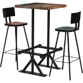 vidaXL 3-delige Barset massief gerecycled hout meerkleurig