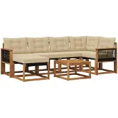 vidaXL Buiten bank set 7 st Natuurlijk en Beige