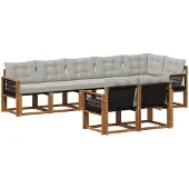 vidaXL - Buiten - bank - set - 8 - st - Naturel - en - lichtgrijs