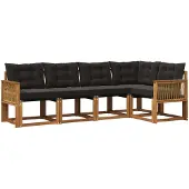 vidaXL Buiten bank set 5 st Naturel en Zwart