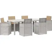 vidaXL Tuin Eettafel Set 7 st Wit en Taupe PP
