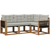 vidaXL Buiten bank set 4 st Naturel en lichtgrijs