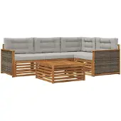 vidaXL Buiten bank set 5 st Naturel en lichtgrijs