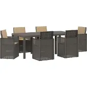 vidaXL Tuin Eettafel Set 7 st Lichtgrijs en Taupe PP