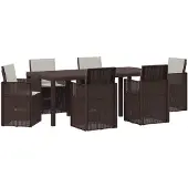 vidaXL Tuin Eettafel Set 7 st Bruin en lichtgrijs PP