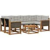 vidaXL Buiten bank set 7 st Naturel en lichtgrijs
