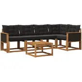 vidaXL Buiten bank set 6 st Naturel en Zwart