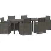 vidaXL Tuin Eettafel Set 7 st Lichtgrijs en antracietkleurig PP