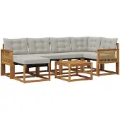 vidaXL Buiten bank set 7 st Naturel en lichtgrijs