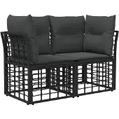vidaXL Buiten loveseat 2 st 2-Aantal zitplaatsen Zwart en Donker Grijs