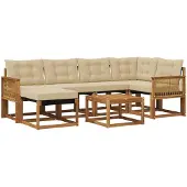 vidaXL Buiten bank set 7 st Natuurlijk en Beige