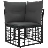 vidaXL Modulair Buitenkant Hoekbank Eenheid Zwart poly rattan