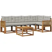 vidaXL Buiten bank set 6 st Naturel en lichtgrijs