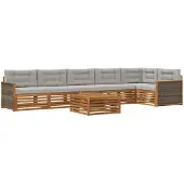 vidaXL Buiten bank set 7 st Naturel en lichtgrijs