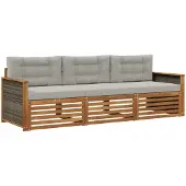 vidaXL Buiten bank set 3 st Naturel en lichtgrijs