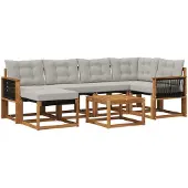 vidaXL Buiten bank set 7 st Naturel en lichtgrijs