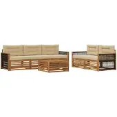 vidaXL Buiten bank set 6 st Natuurlijk en Beige