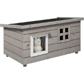 PawHut Paws Kattenhuis - Indoor/Outdoor - Grijs/Zwart - 87 x 52 x 48 cm