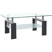 vidaXL Salontafel 95x55x40 cm gehard glas transparant en grijs