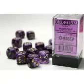 Chessex Vortex Paars/goud D6 16mm Dobbelsteen Set (12 stuks)