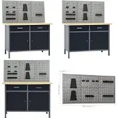 vidaXL Werkbank met 3 wandpanelen