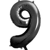 Party Deco Folieballon Cijfer 9 (86 cm) - Zwart