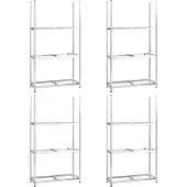 vidaXL Bandenrekken 3-laags 4 st 110x40x200 cm staal zilverkleurig