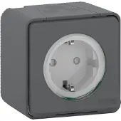 Schneider Electric Mureva Styl wandcontactdoos 1-voudig IP55 antraciet