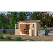 Karibu Houten tuinhuis, 38 mm blokken, tuinhuis/schuur, Felsenau, 3 natuurlijke blokken, 297x297x239 cm