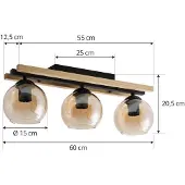 LINDBY Plafondlamp , Enrique, dimbare, Zwart, Eetkamer, Hout, Modern