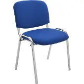 CLP Bezoekersstoel Ken, chroom, met stoffen bekleding, stevig metalen frame en beklede rugleuning, blauw