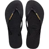 Havaianas Slim Logo Metallic Teenslippers Dames Zwart - Goud 39-40