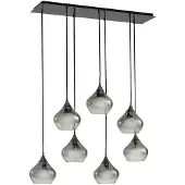 LUCANDE Glazen hanglamp Jarven, dimbaar, alu / grijs / zink, Woon-/ Eetkamer, Glas, Modern, hanglamp