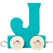 Small Foot - Houten Lettertrein Blauw - J - 12 stuks