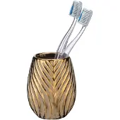 Wenko Tandenborstelhouder Idro goud keramiek met structuur - Tandenborstelbeker