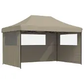 vidaXL Partytent, inklapbaar, pop-up model, met 3 zijpanelen, taupekleurig