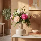 Maxifleur Kunstplanten Handgebonden Kunstboeket Emma Wenen Roze/Wit 60cm