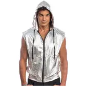 Chaks Zilveren Mouwloze Jas Met Capuchon - Maat XL