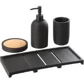 J-Line zeepdispenser On Tray - polyresin - zwart/naturel