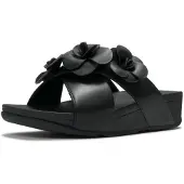 FitFlop Dames Sandalen Lulu Bloem Kruis Slides zwart (39), 1 tot 3 cm, Geen, Casual A4M-001