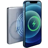 Grundig Draadloze Powerbank 5000Mah - Power Bank 15W geschikt voor Magsafe Draadloos Opladen - met USB C Aanlsuting Voor 2 Apparaten Opladen - 10,4 x 6,7 x 0,85 cm