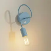 Helam Wandlamp Oxford, dimbaar, blauw, Woon-/ Eetkamer, metaal, Jong wonen, wandlamp