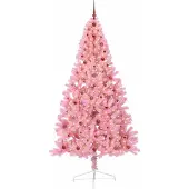 vidaXL Kunststof Voorverlichte Kerstboom met 300 LED Roze 240 cm PVC