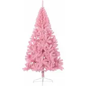 vidaXL Kunststof Voorverlichte Kerstboom met 300 LED Roze 210 cm PVC