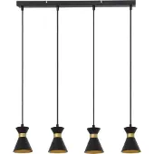 REALITY IMPORT Hanglamp Breda, zwart-goud, 4x E14, 40W, metaal, afmetingen: 120x62x10 cm, IP20, merk: Reality