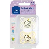 Mam Perfect Night Fopspeen Siliconen 0-6 Maanden Planet Love Yellow & Neutral | 2 stuks