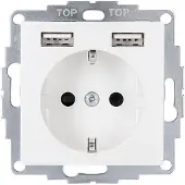 USB 2U-449276 Stopcontact (onderbouw) VDE, Met , Aanraakbeveiliging IP20 Zuiver wit, Glanseffect
